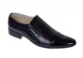 OFERTA! marimea 41,  43,   44 - Pantofi barbati, eleganti, din piele naturala cu varf Negru LAC LP61NLAC